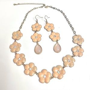 Enamel Flower Necklace and Earring Set